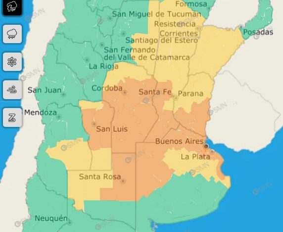 Hay alerta naranja por fuertes tormentas en Buenos Aires y 5 provincias para este miércoles