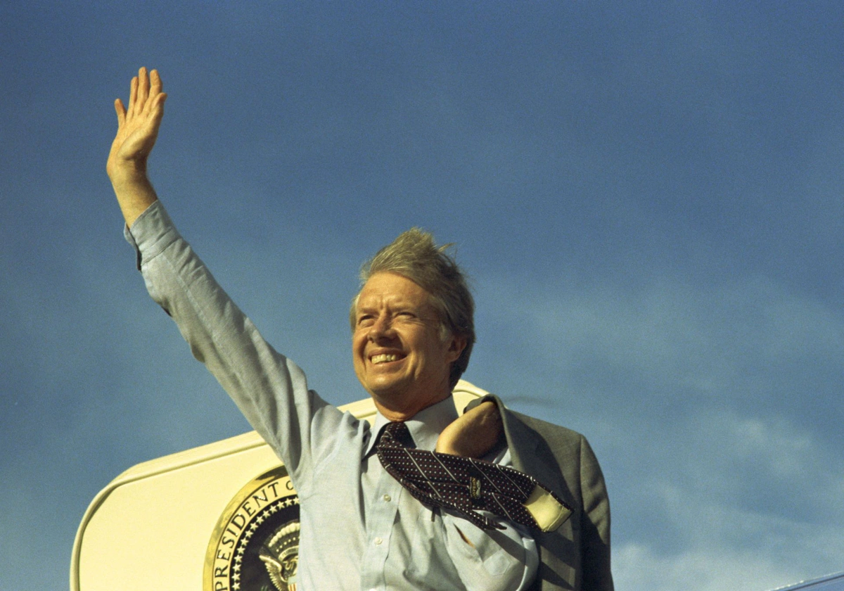 Jimmy Carter, en el Air Force One presidencial