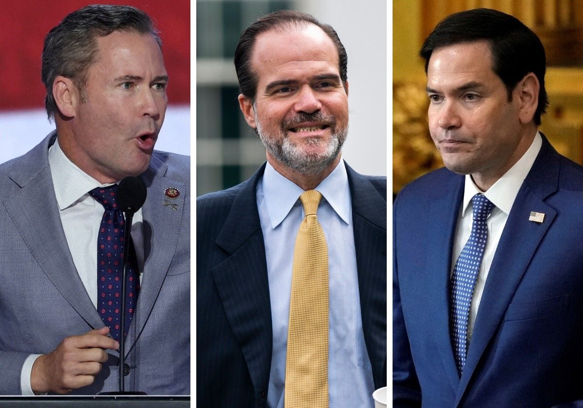 Por orden: Mik Waltz, Mauricio Claver-Carone y Marco Rubio