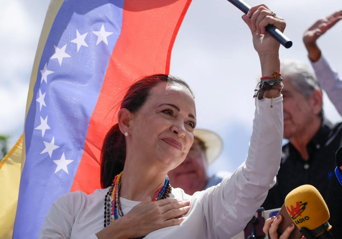 María Corina Machado, el pasado mes de agosto durante una marcha en Caracas