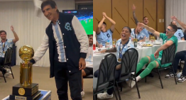 [VIDEO] Con canción de cumpleaños para Costas: El festejo de Racing por la Recopa