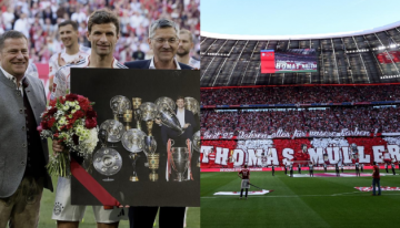 Thomas Müller recibió homenajes de Bayern y los hinchas en su último duelo en el Allianz Arena