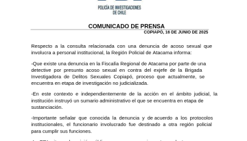 Denuncian por acoso sexual a exjefe de brigada de delitos sexuales de la PDI en Copiapó