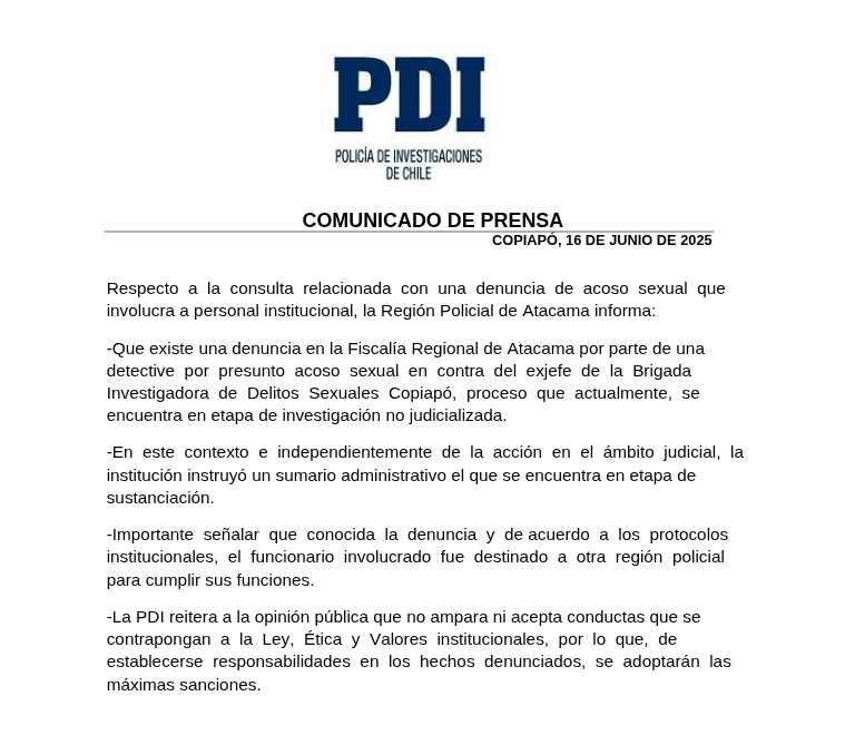 Comunicado PDI