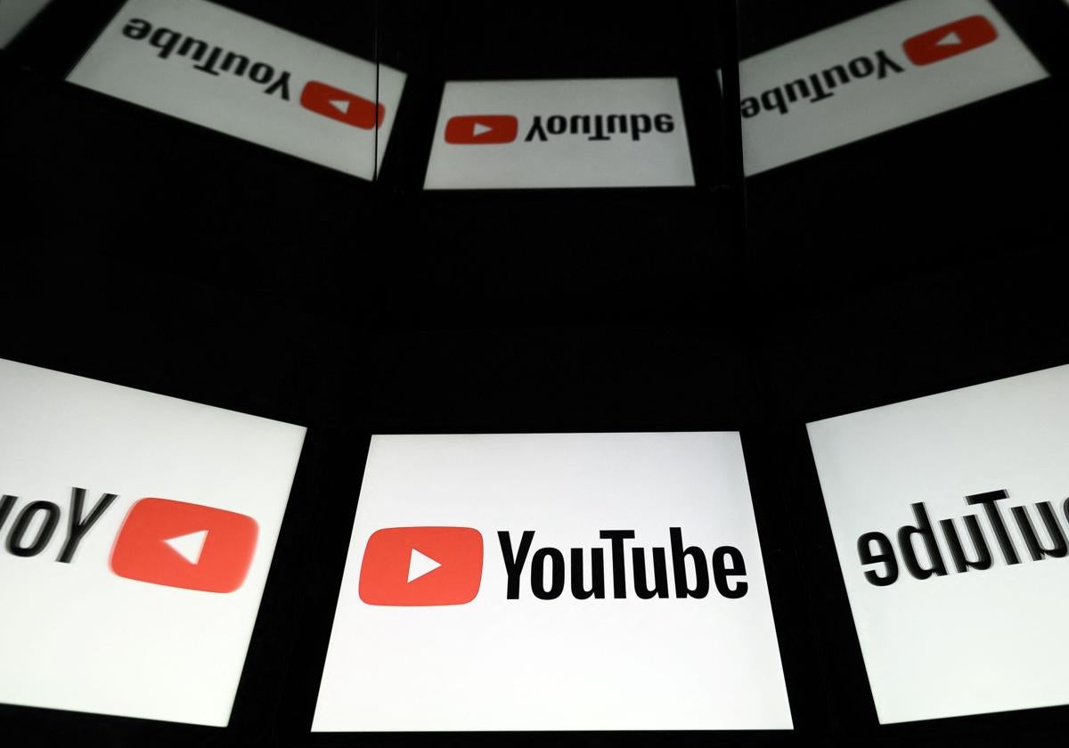 El logo de Youtube en una pantalla.
