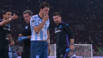[VIDEO] Jugador de Racing terminó sangrando tras duelo ante Flamengo