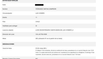 Fernando Zampedri salió elegido como vocal de mesa en las elecciones de noviembre