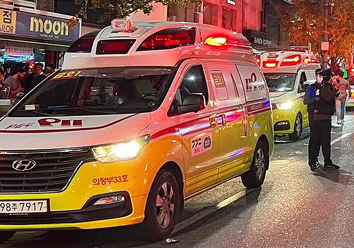 Ambulancias de Corea del Sur en una imagen de archivo.