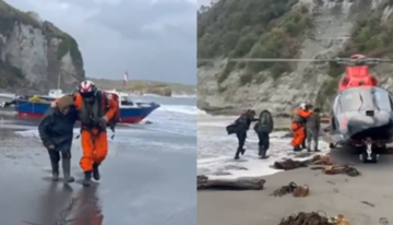 Armada logra rescatar a cinco personas tras varar su embarcación en una playa al sur de Chiloé