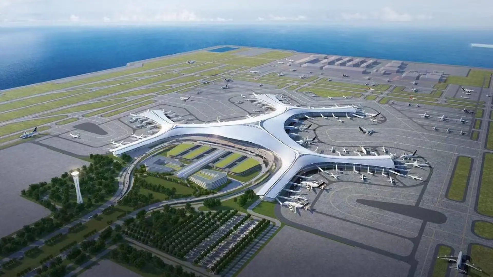 China está levantando una isla para albergar un aeropuerto gigante: su terminal será 750 veces mayor que la T4