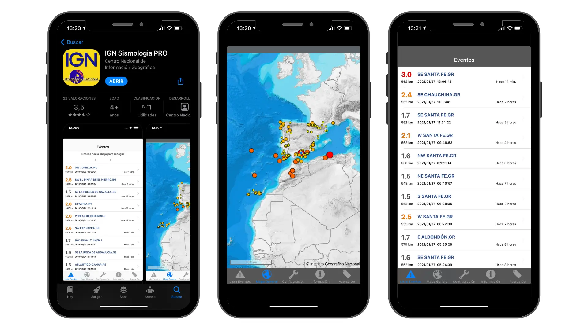 Esta app del Instituto Geográfico Nacional permite consultar los terremotos que se producen en España