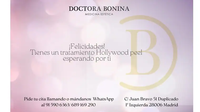 Tarjeta regalo de la Clínica Doctora Bonina.