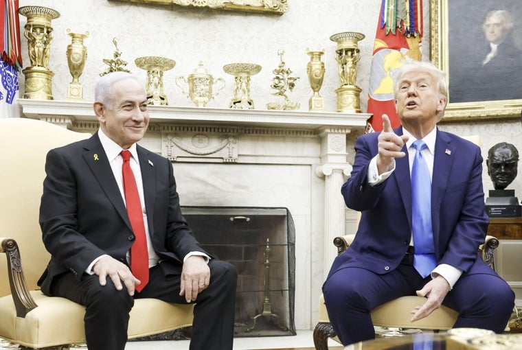 Netanyahu y Trump hablan con periodistas en el Despacho Oval