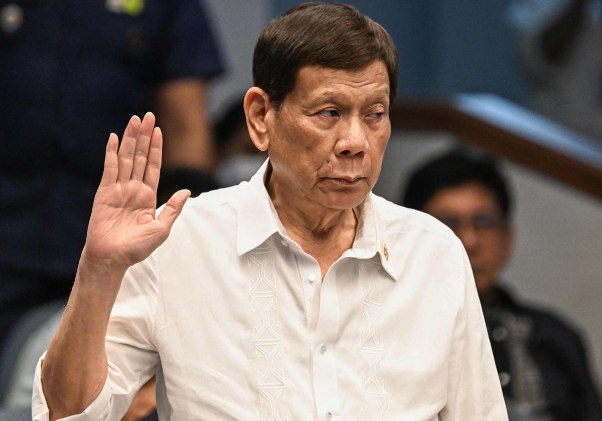 El expresidente de Filipinas Rodrigo Duterte, arrestado por orden la Corte Penal Internacional, en una imagen de archivo