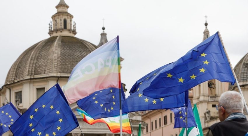 Gran manifestación por Europa en Roma, tras las críticas de Trump a la UE