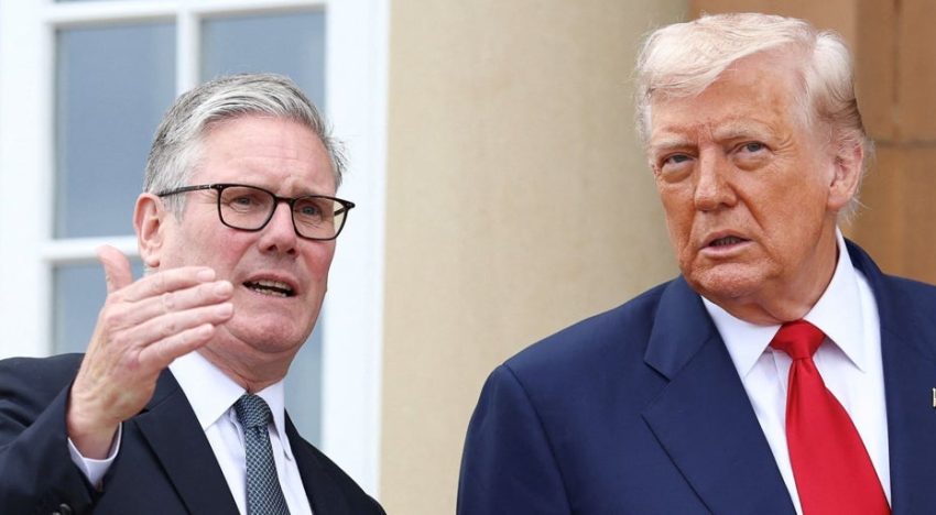 Trump recibe a Starmer como huésped en su propio país, y lo hace subir las escaleras de su hotel