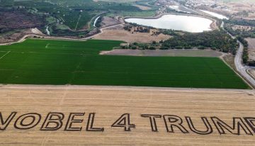 «Nobel 4 Trump»: la obra creada por un agricultor israelí pidiendo el Nobel para Trump