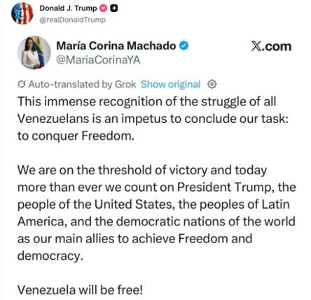 La Casa Blanca afirma que el premio Nobel puso «la política por encima de la paz»