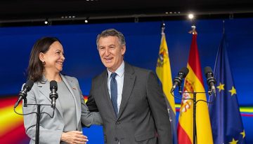 Así ha sido el momento en el que María Corina Machado canta el himno de Venezuela en Madrid