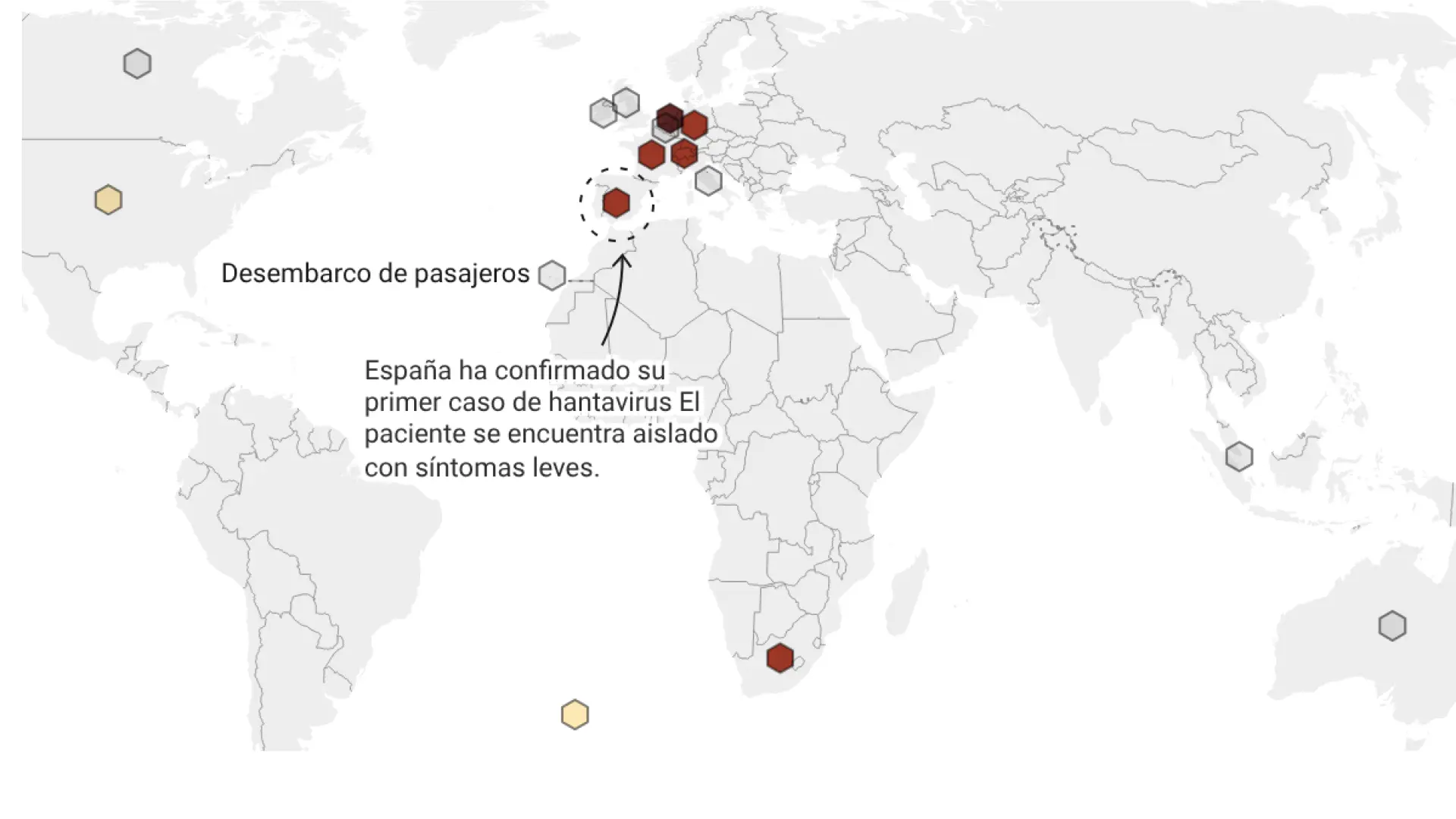 Mapa del hantavirus | En qué zonas se encuentran los infectados, sospechosos y aislados del brote en el crucero MV Hondius
