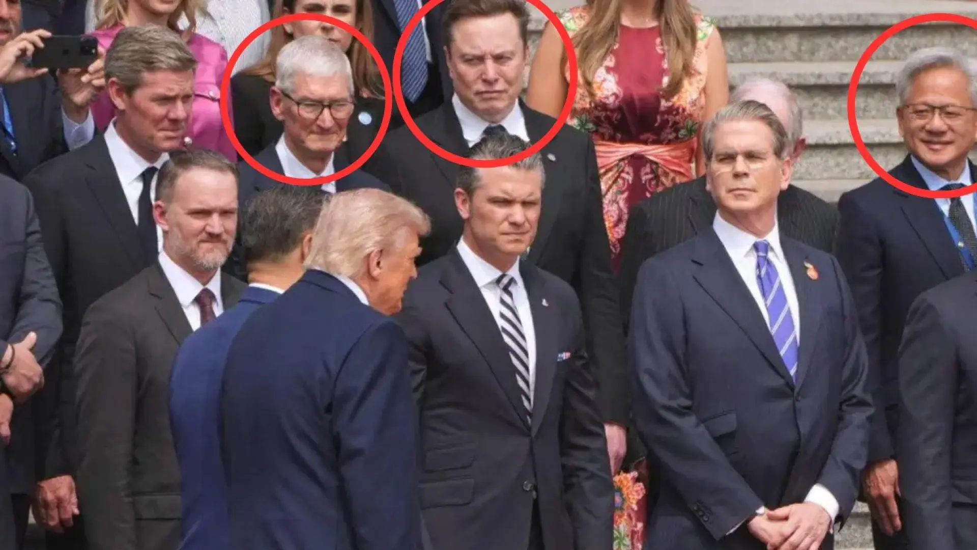 Elon Musk, Tim Cook, Jensen Huang… Los grandes magnates se sientan a la mesa de negociaciones entre Trump y Xi