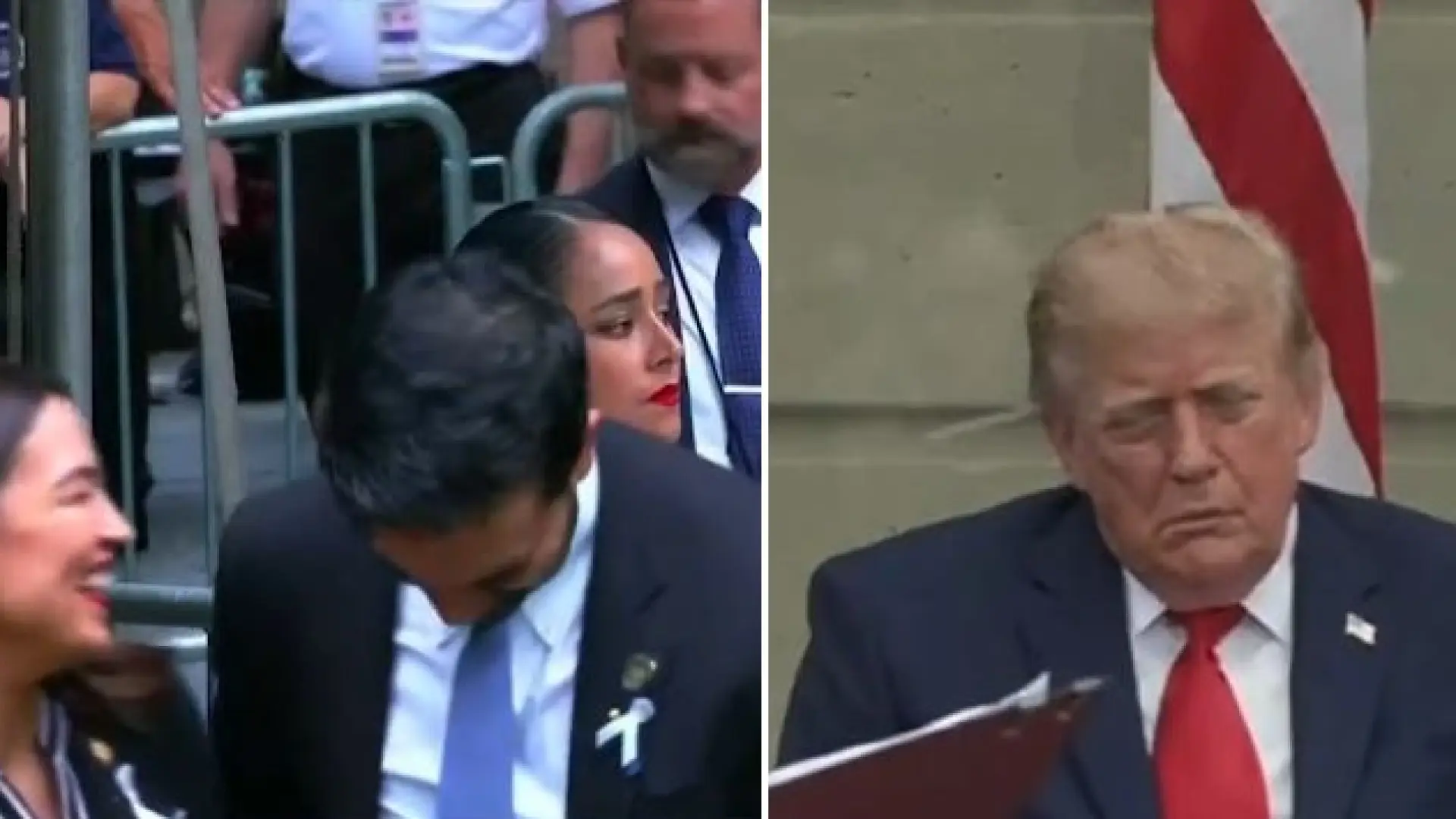 Las risas de Mamdani y Ocasio-Cortez y la 'cabezadita' de Trump: las imágenes más polémicas del 25 aniversario del 11-S