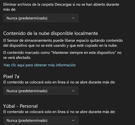 Sensor opciones