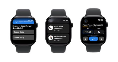 Mi registro de ejercicios de musculación con la app Hevy en el Apple Watch