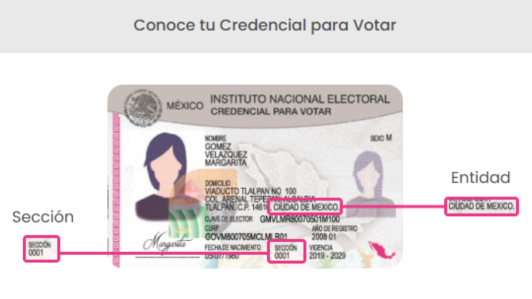 Credencial INE, parte anversa.