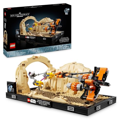 LEGO Star Wars: La Amenaza Fantasma Diorama: Carrera de Vainas de Mos ESPA Maqueta de Construcción para Adultos, Vaina de Carreras de Anakin Skywalker, Regalo para Hombres y Mujeres 75380