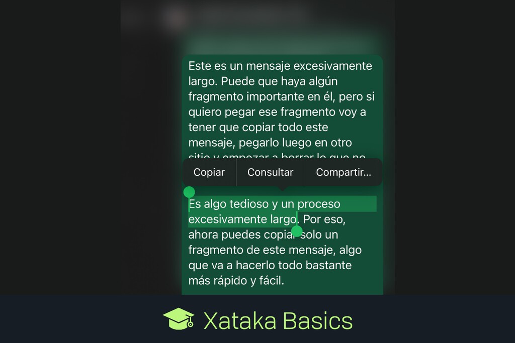 Cómo copiar solo una parte de un mensaje en WhatsApp en el móvil en vez de tener que copiarlo todo 