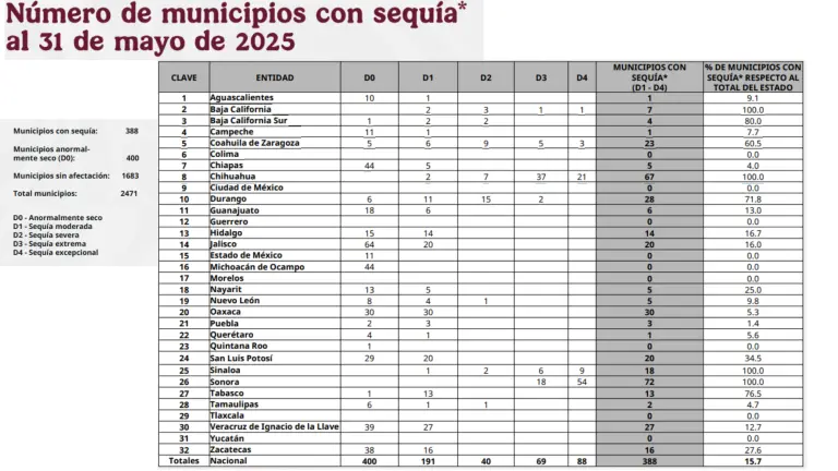 Sequía en México: 388 municipios siguen afectados pese a las lluvias