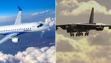 Miles de personas grababan un B-52 en una feria. Poco después, un vuelo comercial tuvo que maniobrar bruscamente para evitarlo