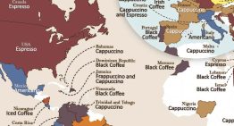 Este mapa expone el café más popular de cada país. El capuchino es el indiscutible ganador a nivel mundial