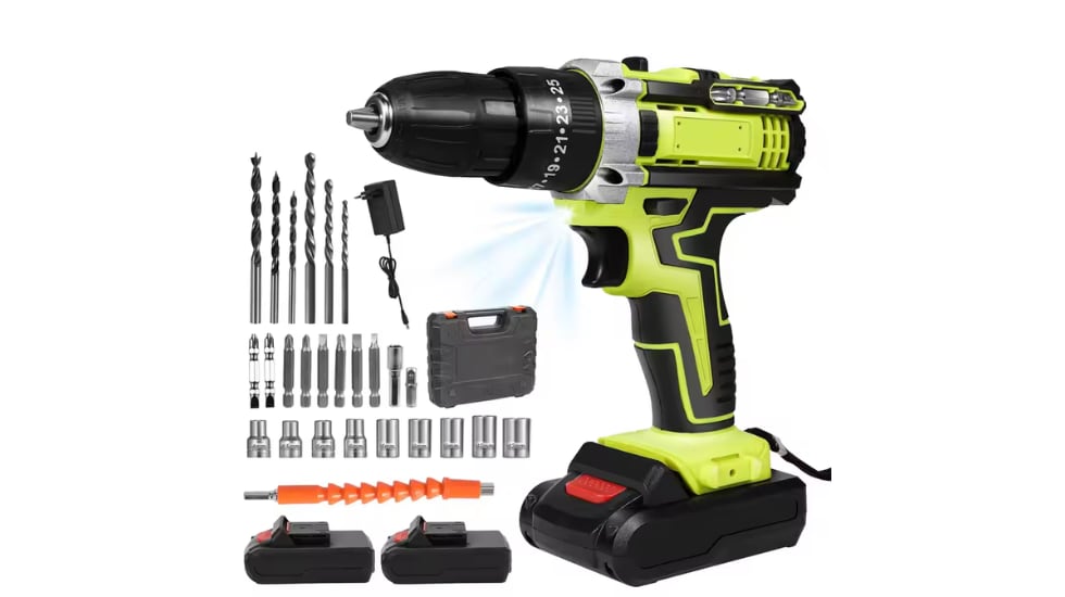 Vista del taladro de impacto con descuento en AliExpress.