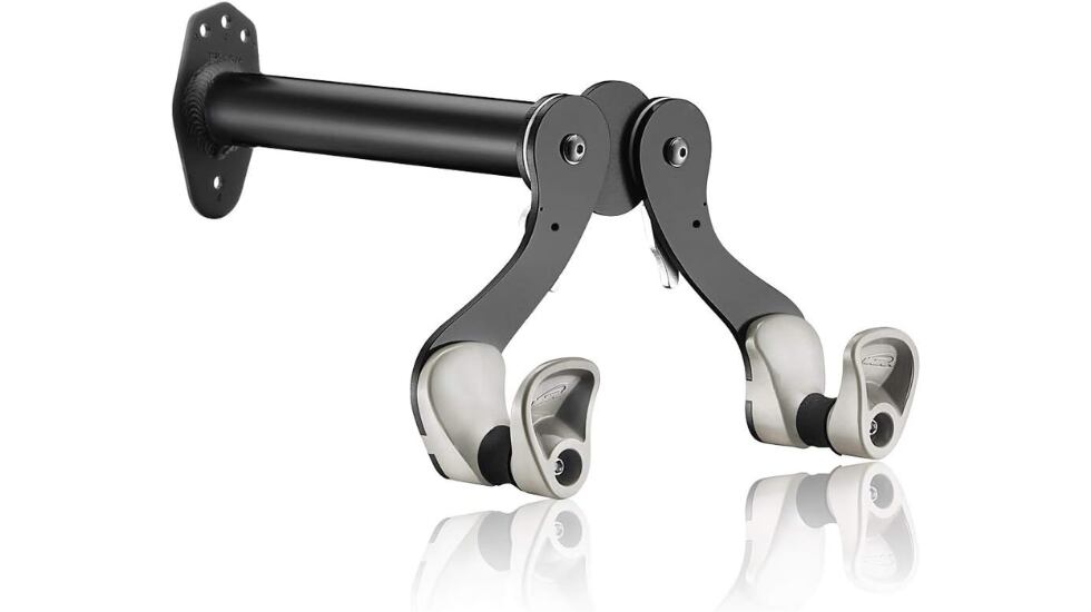 Vista del soporte de pared para colgar las bicicletas.