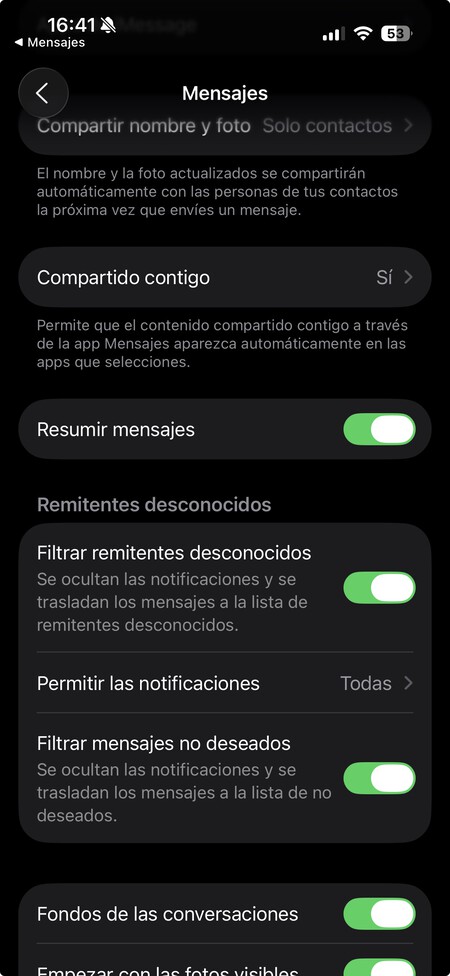 Filtro Mensaje