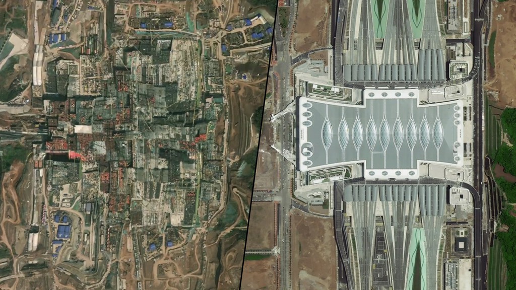 En 2018 era campo a las afueras de Chongqing. En 2025 es la estación de trenes más grande del mundo