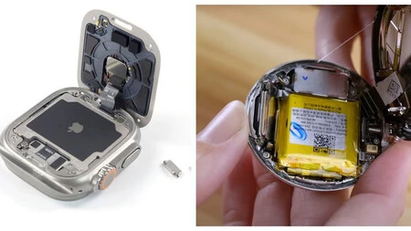 Interior del Apple Watch Ultra vs el Pixel Watch de Google