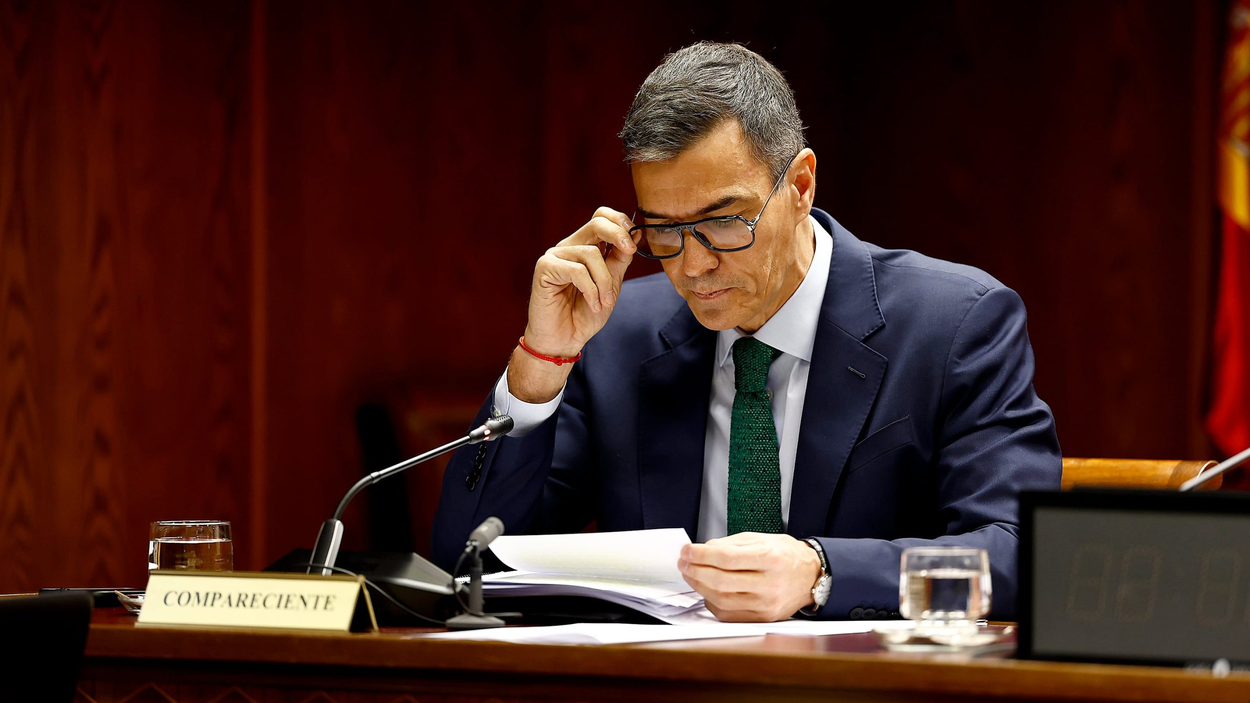 El presidente del Gobierno, Pedro Sánchez, durante su comparecencia en la comisión del 'caso Koldo' en el Senado.