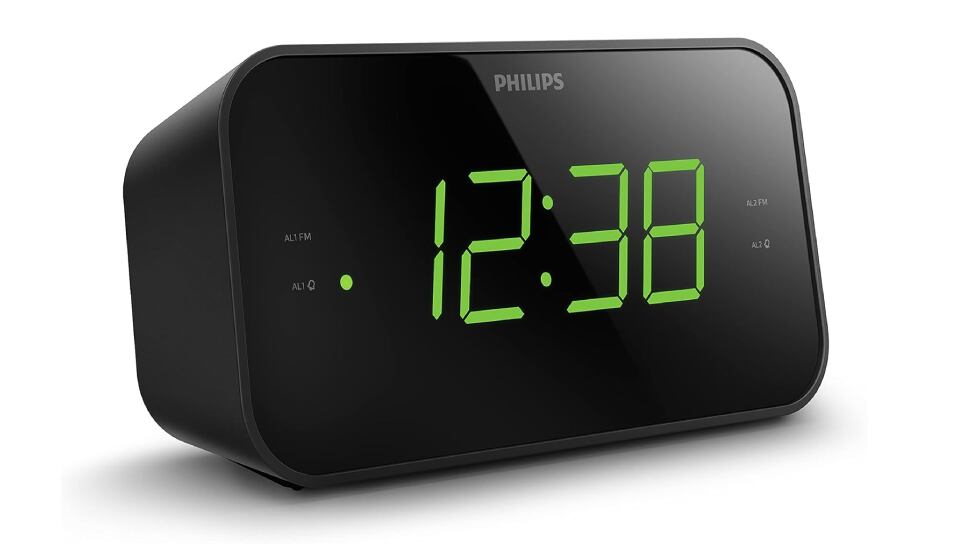 Despertador digital Philips con radio incorporada.