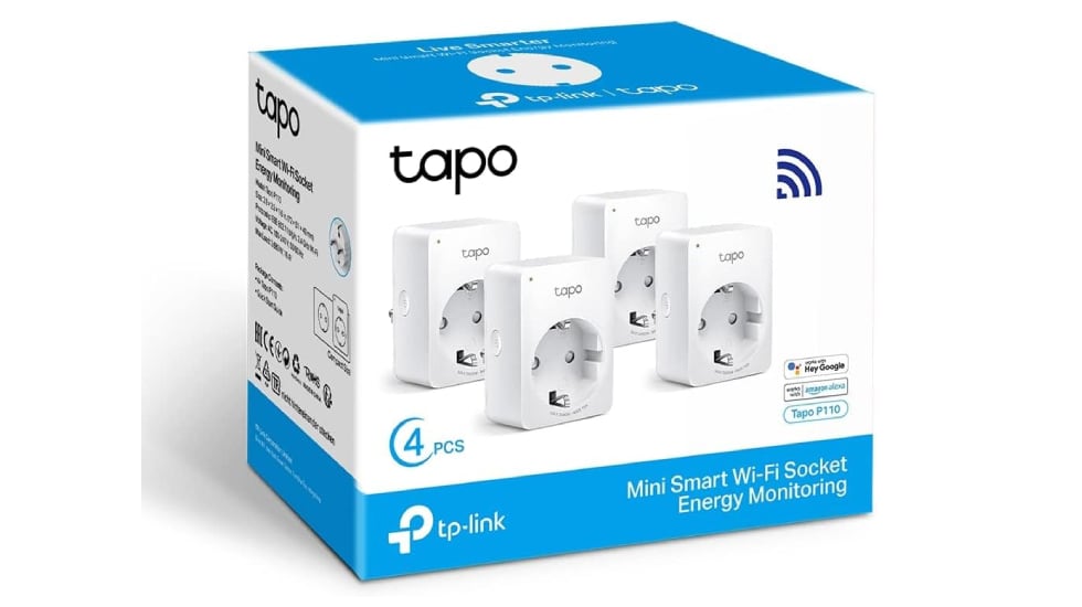 Lote de cuatro mini enchufes Tapo con conexión wifi.