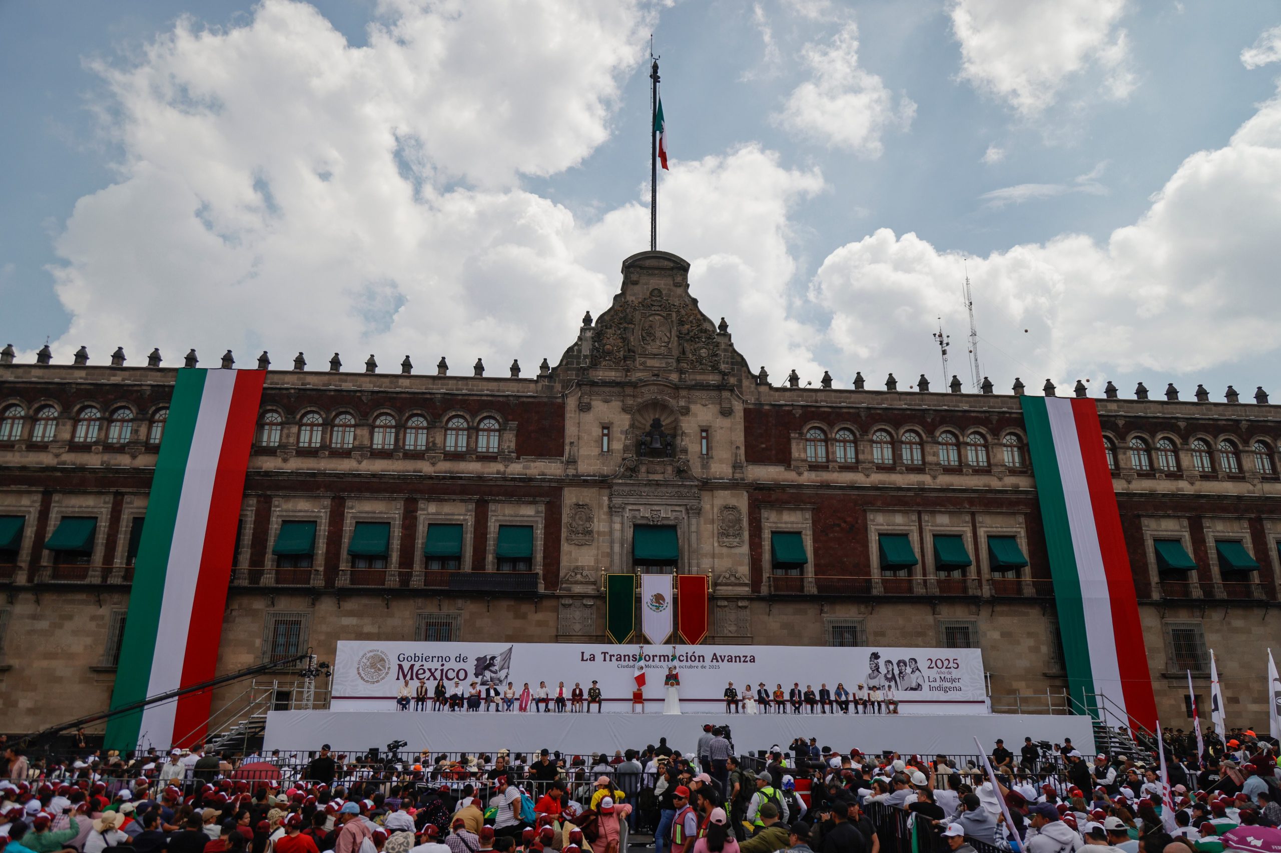 El Palacio Nacional durante el informe de Claudia Sheinbaum. 