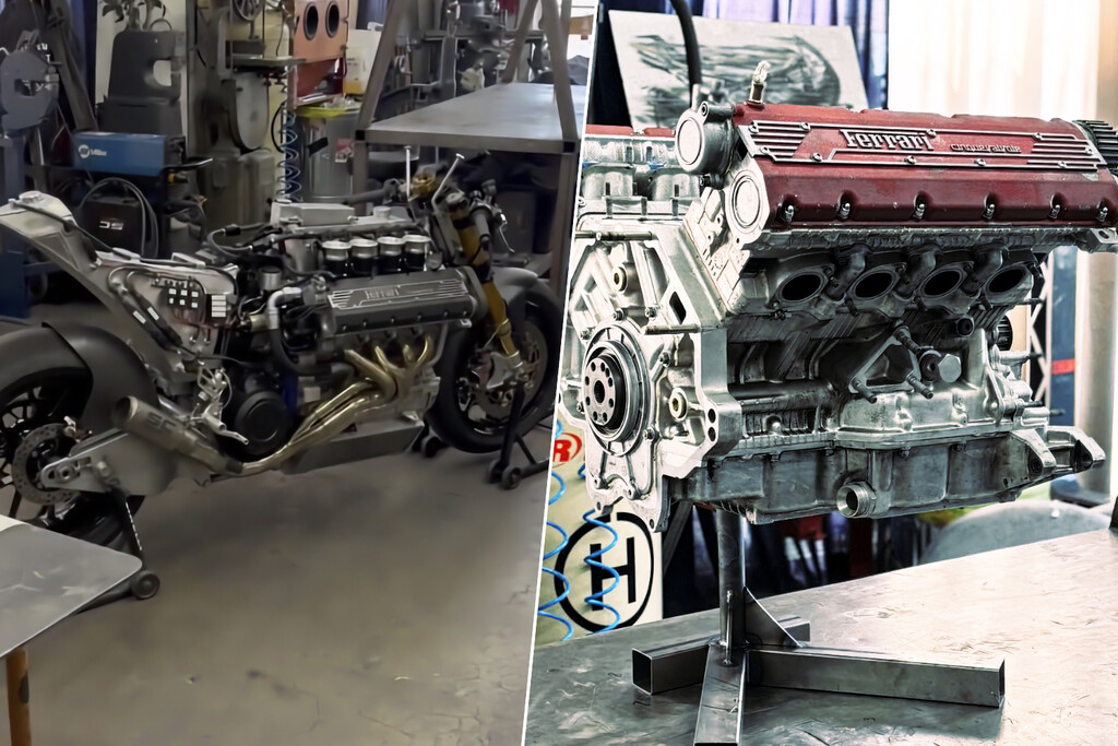 "Pongamos un V8 de Ferrari a una moto", dijo nadie nunca. Hasta que alguien metió un V8 de Ferrari en una moto 