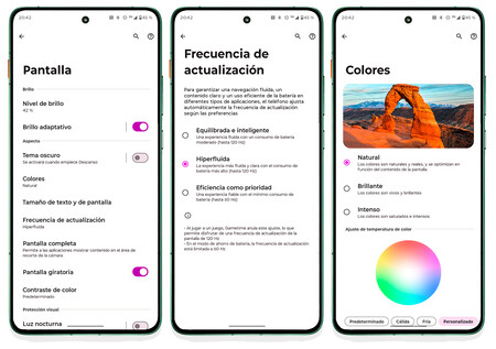 Capturas de pantalla del Motorola Edge 70