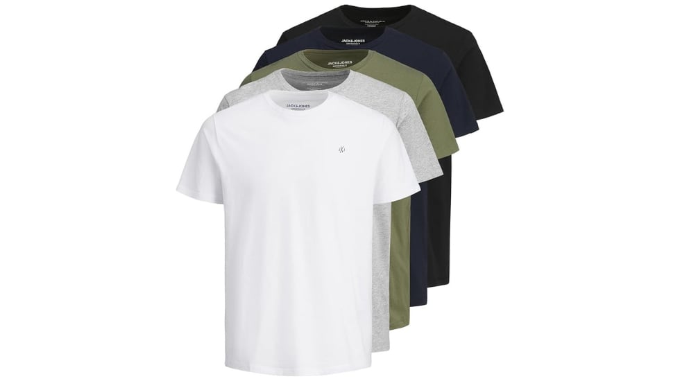 Pack de cinco camisetas para hombre, de Jack & Jones.