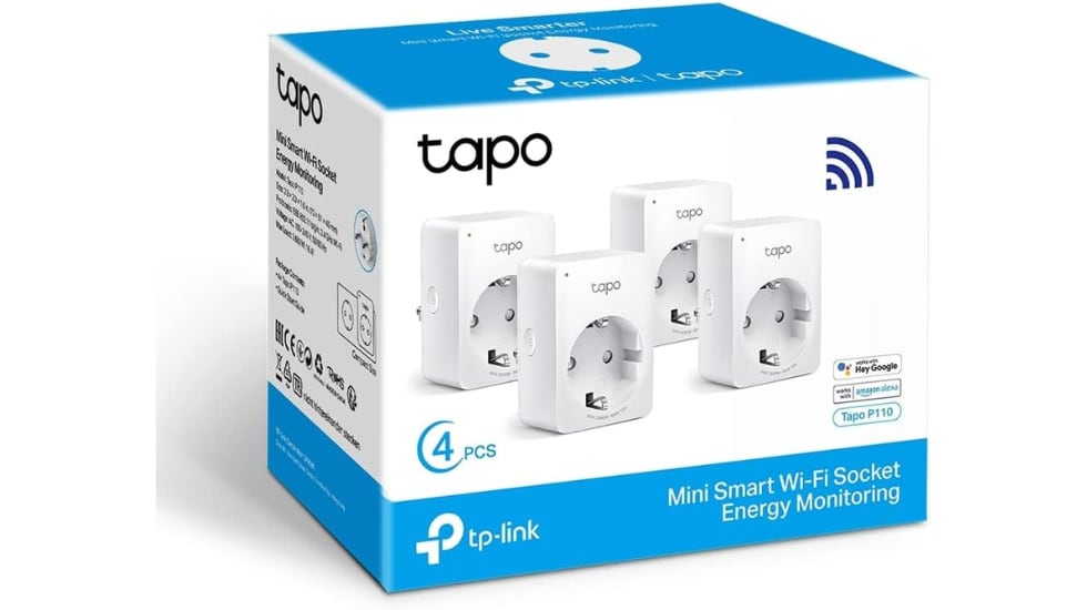 Vista del paquete de minienchufes inteligentes con descuento en Amazon.