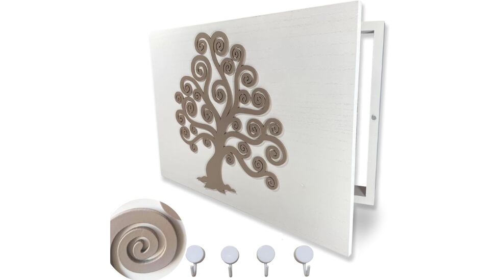 Esta tapa para el contador de la luz incluye cuatro ganchos adhesivos.