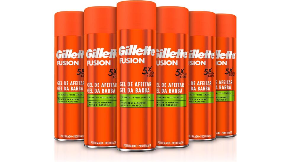 Vista del lote de geles para afeitar con descuento en Amazon.