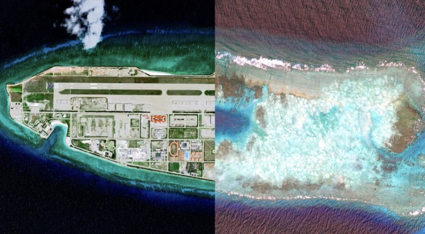 China lleva 12 años tirando toneladas de arena al océano. Y ahora estamos viendo cómo emergen islas en mitad de la nada